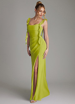 Azazie Jessamine Bridesmaid Dresses Lemongrass Mermaid Corset Chiffon Dress image6