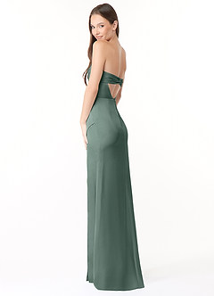 Azazie Leonis Bridesmaid Dresses Sea Moss Mermaid Pleated Stretch Satin Convertible Dress image7