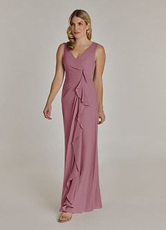 Azazie Manuella Mother of the Bride Dresses Vintage Mauve A-Line V-Neck Pleated Chiffon Dress image5