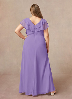 Azazie Snapdragon Kleider für die Brautmutter A-Linie V-Hals Gerüscht Chiffon Kleid Tahiti image2