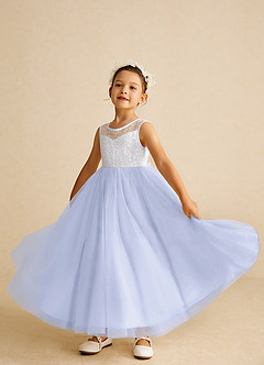 Azazie Tay Flower Girl Dresses Lavender A-Line Sequins Tulle Dress image6