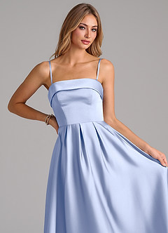 Azazie Lucienne Suknie dla druhen Linia A Pofałdowany Satyna elastyczna Długość kostki Sukienka image2