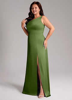 Azazie Phaedra Bridesmaid Dresses Juniper A-Line One Shoulder Stretch Satin Dress image5