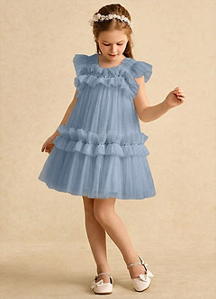 Azazie Veya Flower Girl Klänningar Klä A-Line i Tyll Paljetter image4