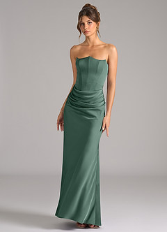 Azazie Debby Bridesmaid Dresses Eucalyptus Mermaid Strapless Stretch Satin Convertible Dress image4