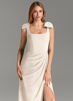 Azazie Adalynn Bridesmaid Dresses White Alabaster Mermaid Pleated Chiffon Dress image2