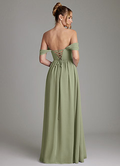Azazie Caterina Bridesmaid Dresses Pistachio A-Line Corset Chiffon Dress image10