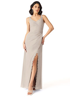 Azazie Renessa Final Sale Frost A-Line Lace Chiffon Dress image1