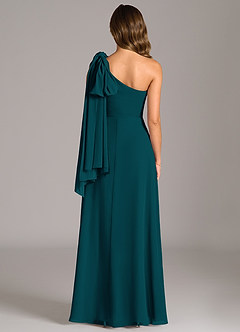 Azazie Tella Abiti da Damigella Abito A-Line in Chiffon Monospalla Pino image7