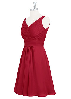 Azazie Grace Bridesmaid Dresses Scarlet A-Line Pleated Chiffon Dress image9