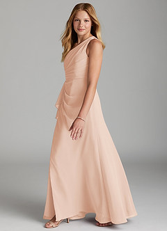 Azazie Maive Junior English Rose A-Line Pleated Chiffon Dress image5