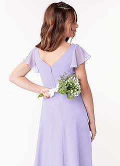 Azazie Omari Junior Robe Trapèze en Mousseline de soie Rayé Lilas image3