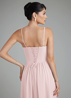 Azazie Alisha Bridesmaid Dresses Blushing Pink A-Line Corset Chiffon Dress image10