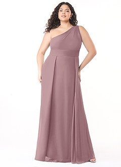 Azazie Dallas Bridesmaid Dresses Dusty Rose A-Line One Shoulder Chiffon Dress image6