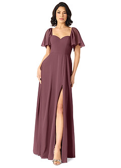 Azazie Chloe Brautjungfernkleider A-Linie Herzausschnitt Chiffon Kleid Sangria image1
