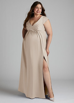 Azazie Allessia Abiti da damigella d'onore premaman Abito A-Line Plissettato Raso Elasticizzato Floor-Length image10