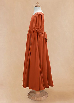 Azazie Joss Flower Girl Dresses Paprika A-Line with Sleeves Chiffon Dress image8