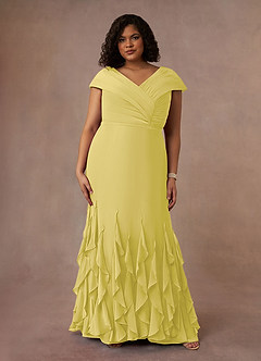 Azazie Bailora Mother of the Bride Dresses Canary Mermaid Ruched Chiffon Dress image6