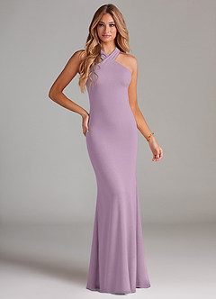 Azazie Doretta Brautjungfernkleider Meerjungfrau-Linie Plissee Chiffon Kleid Blauregen image1