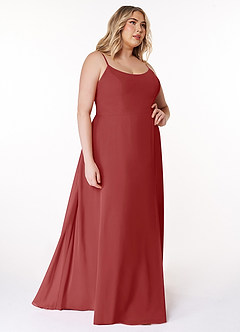 Azazie Moira Bridesmaid Dresses Rust A-Line Scoop Chiffon Dress image11