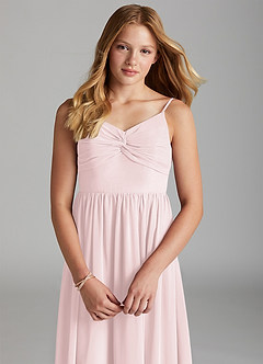 Azazie Zeya Junior A-Linie Chiffon Kleid Zartrosa image6