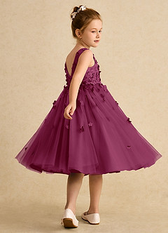 Azazie Lana Flower Girl Dresses Mulberry A-Line Sleeveless Matte Satin Dress image4