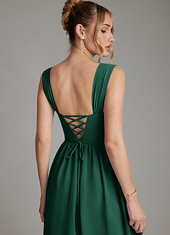 Azazie Caterina Bridesmaid Dresses Emerald A-Line Corset Chiffon Dress image2