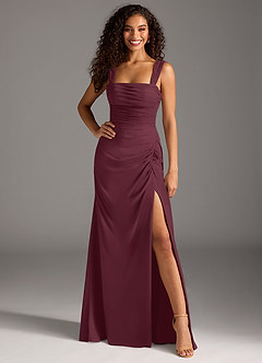 Azazie Jesaphine Bridesmaid Dresses Cabernet Sheath Bow Chiffon Dress image4