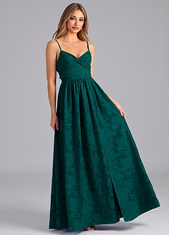 Azazie Zeya Bridesmaid Dresses Pine A-Line Bow Floral Burnout Dress image4