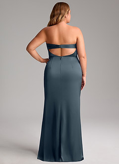 Azazie Leonis Robes de demoiselle d'honneur Robe Sirène Convertible en Satin extensible Plissée Violet Crépusculaire image10