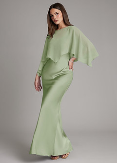 Azazie Ambra Brautjungfernkleider Meerjungfrau-Linie Plissee Stretch-Satin Kleid Staubiger Salbeigrün image5