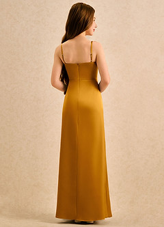 Azazie Bundt Girls Formal Flower Girl Klänningar Klä A-Line i Stretch Satin Plisserad image2