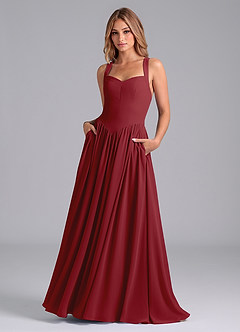 Azazie Francis Bridesmaid Dresses Pomegranate A-Line Corset Chiffon Dress image1