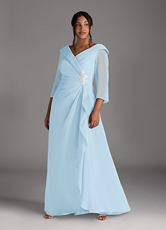 Azazie Jaycee vestidos de madre de la novia Vestido de Azul Cielo de Gasa de Corte En A image7