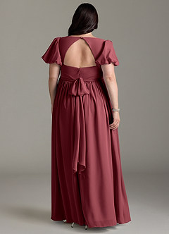 Azazie Madisynn Maternity Bridesmaid Dresses Bow Chiffon Floor-Length Dress image6