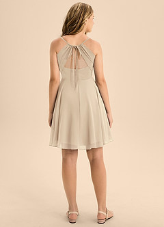 Azazie Avelina Junior Champagne A-Line Pleated Chiffon Dress image2
