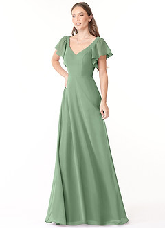 Azazie Syenna Jurken voor bruidsmeisjes Jurk van Chiffon met A-Lijn Ruches Matcha image4