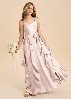 Azazie Peyton Junior Klä av A-Line i Stretch Satin Plisserad image1