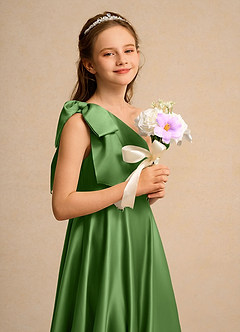 Azazie Guppy Girls Formal Flower Girl Klänningar Klä A-Line i Matt satäng Ena axeln image6