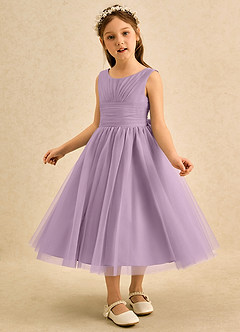 Azazie Macaron Flower Girl Dresses Wisteria A-Line Pleated Tulle Dress image4