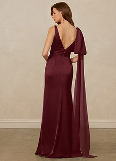 Christian Siriano Bridal for Azazie 1011 Bridesmaid Dresses Cabernet Mermaid Bow Stretch Satin Dress image2