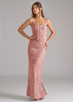 Azazie Kenna Robes de demoiselle d'honneur Robe Fourreau en Blumen-Burnout Fente Latérale Rosette image5