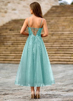 Clementinia Light Green Sequin Embroidery Lace Beading Tulle Corset Maxi Dress image2