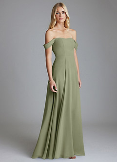 Azazie Seriana Final Sale Black A-Line Off the Shoulder Chiffon Dress image4