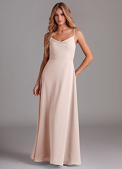 Azazie Daenerys Bridesmaid Dresses Rose Petal A-Line Cowl Chiffon Dress image1