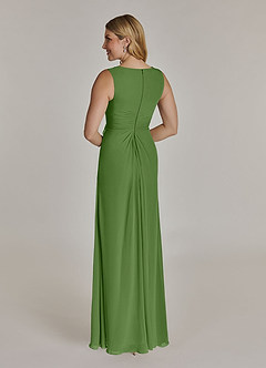 Azazie Manuella Mère de la mariée Robes Robe Trapèze en Mousseline de soie Col V plissé Basilic image6