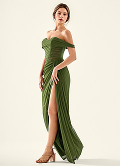 Seraphinalyn Olive Satin Faced Chiffon Satin Faced Chiffon Prom Dress image3
