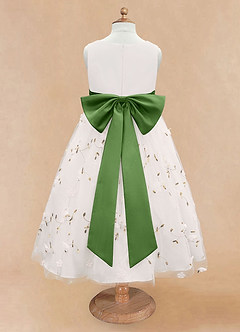 Azazie Pollie Flower Girl Dresses Ivory Basil A-Line Bow Tulle Dress image12