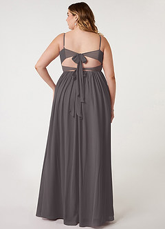 Azazie Zeya Bridesmaid Dresses Steel Grey A-Line V-Neck Pleated Chiffon Dress image7