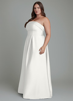 Azazie Lucienne Bridesmaid Dresses White A-Line Strapless Stretch Satin Convertible Dress image11